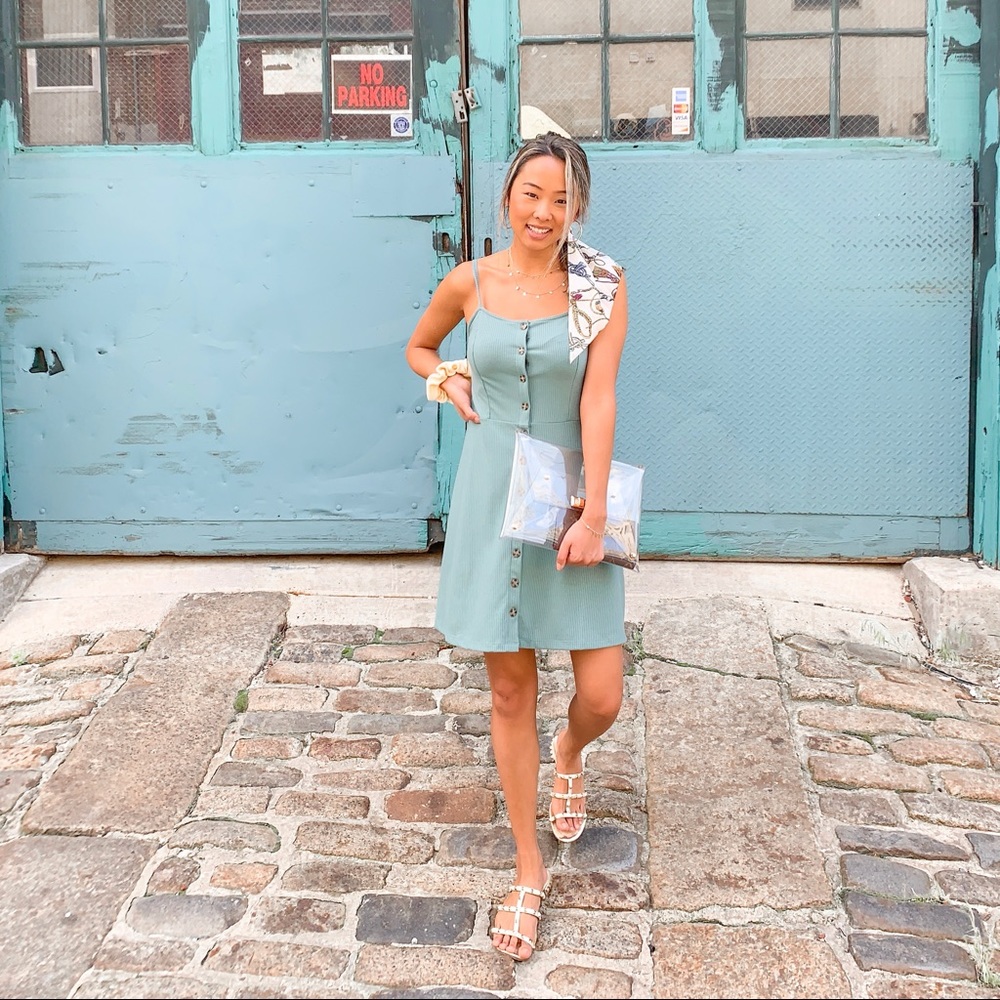 Pistachio green button down dress